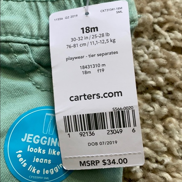 Carters - Light green leggings 18m - Picture 3 of 4